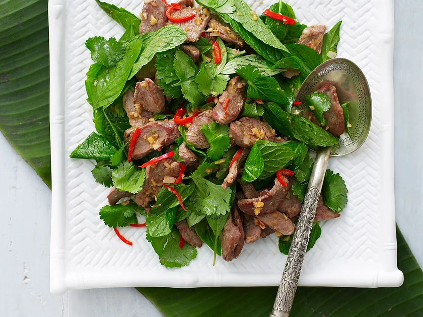 Basil lamb with mint and lemongrass