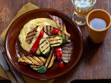 Blue cheese polenta with chargrilled vegetables