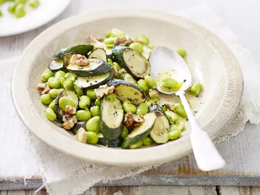 Broad bean and zucchini salad