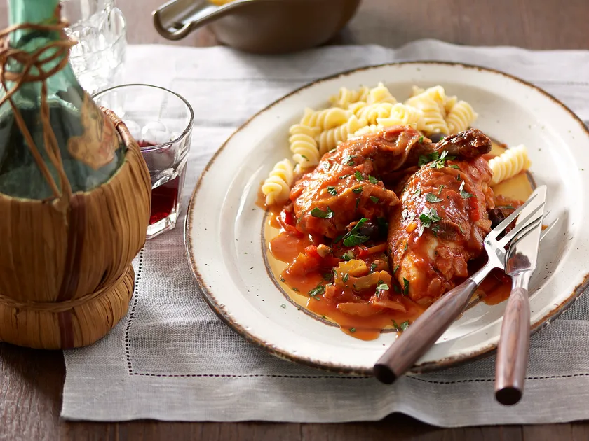 Barbecued chicken cacciatore recipe
