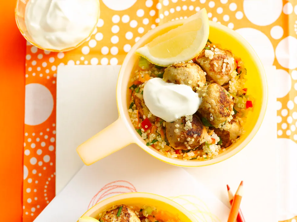Chicken meatballs and vegetable quinoa