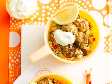 Chicken meatballs and vegetable quinoa