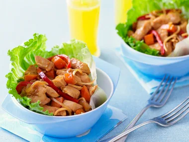 Chicken stir-fry lettuce cups