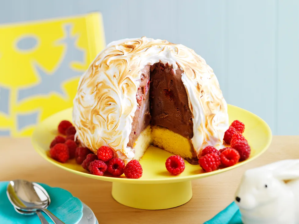 Chocolate and raspberry bombe Alaska