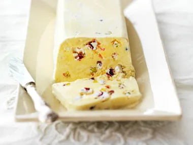 Cranberry and pistachio nought semifreddo