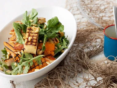 Haloumi, pumpkin and rocket salad