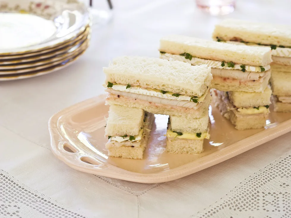 Turkey, brie and cranberry aioli finger sandwiches