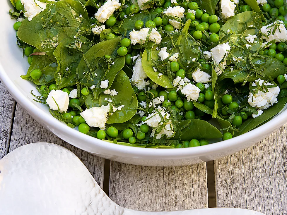 fresh pea, mint and fetta salad