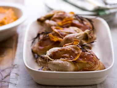 roast spatchcock with pancetta and rosemary