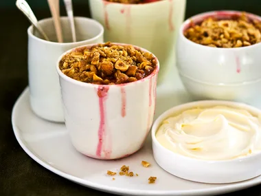 pear and hazelnut crumbles