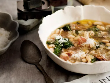 Cannellini Bean, Pancetta and kale soup