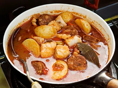 Mediterranean fish and chorizo soup