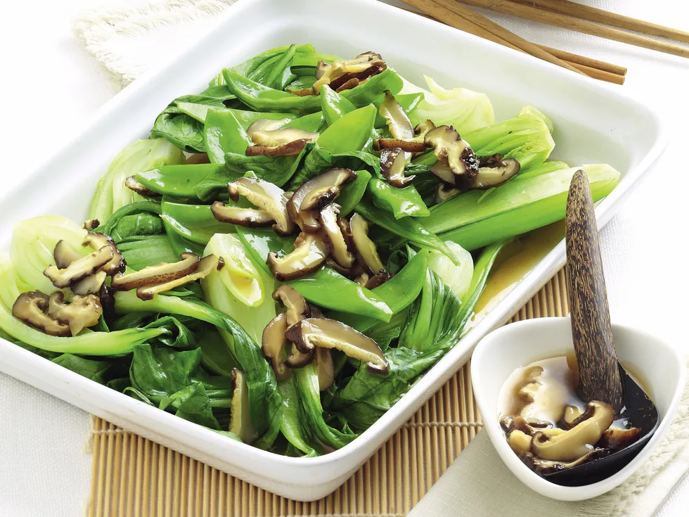 Asian Greens with Chinese Mushrooms