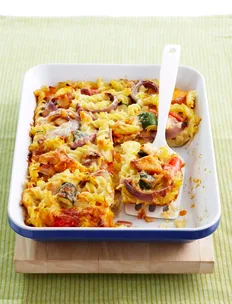 Bacon and zuccihni pasta bake