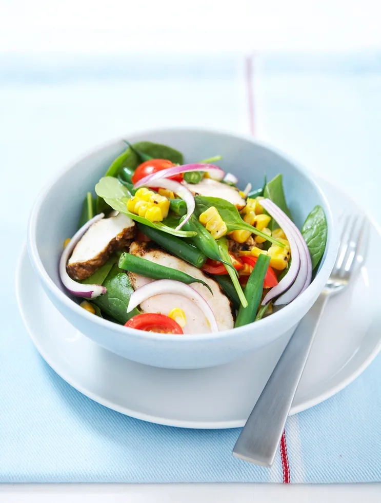 Balsamic chicken with bean and corn salad