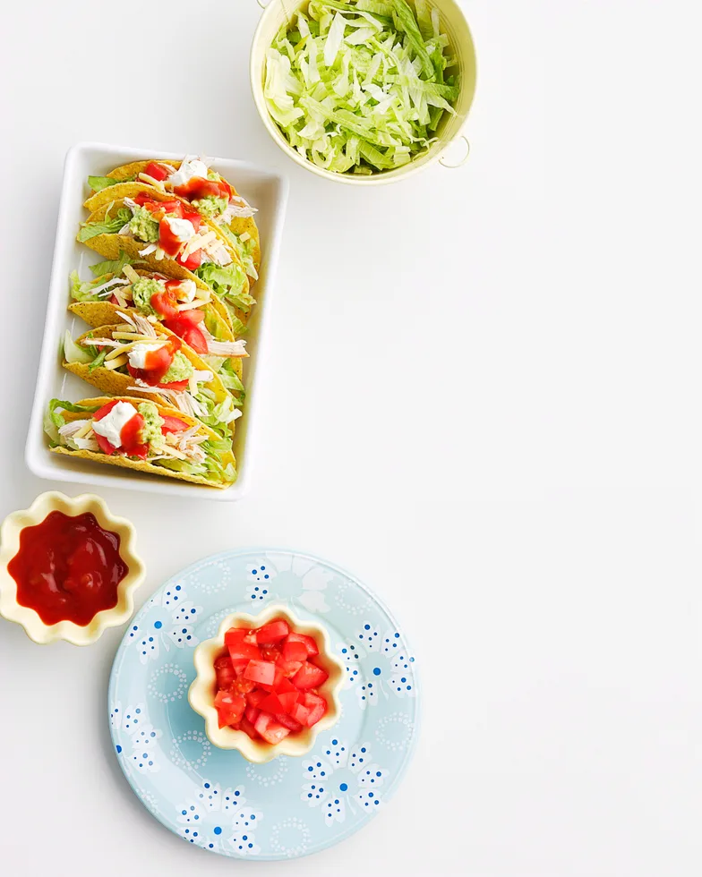 Barbecued chicken tacos