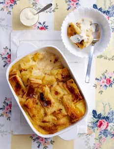 Brioche and plum jam pudding