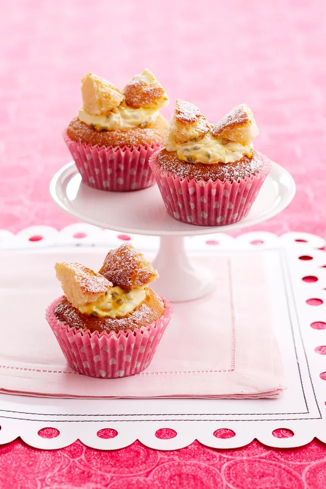 Butterfly cupcakes with passionfruit cream