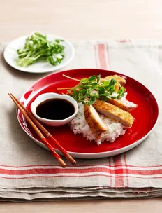 Japanese pork schnitzel with teriyaki glaze