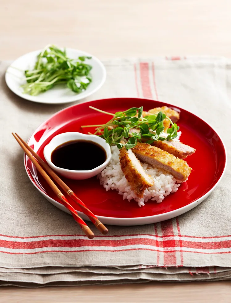 Japanese pork schnitzel with teriyaki glaze