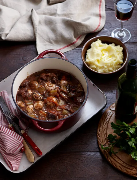 Rich beef in red wine