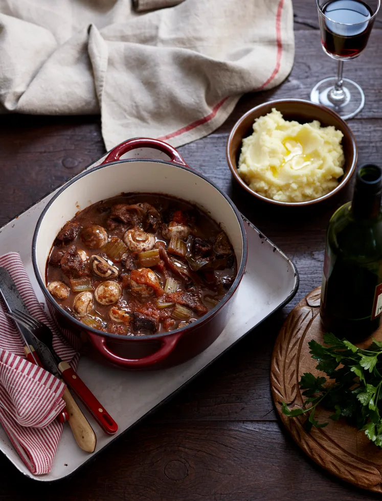 Rich beef in red wine