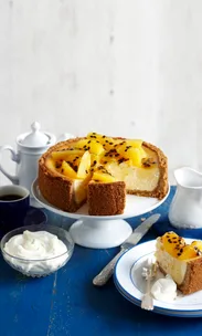 Baked orange and passionfruit cheesecake