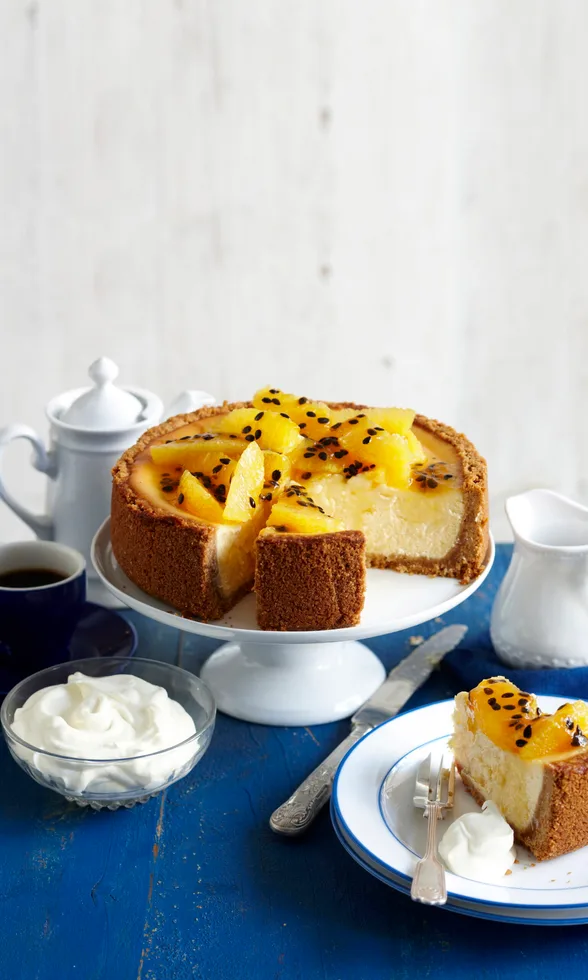 Baked orange and passionfruit cheesecake