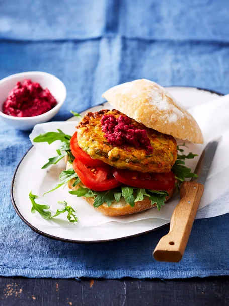 Kumara and zucchini burgers