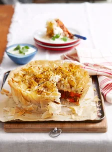 Lamb and pearl barley filo pie