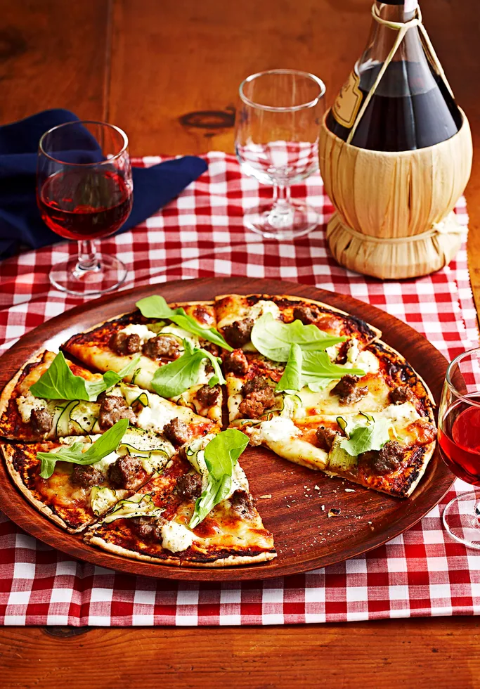 Lamb sausage pizzas