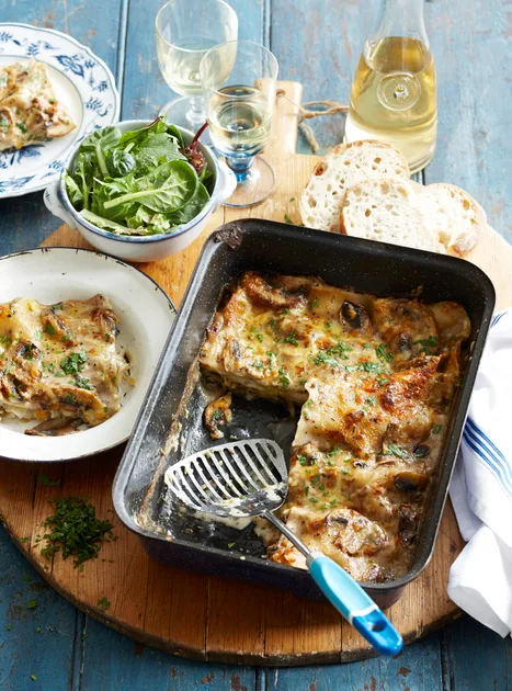 Leek and mushroom lasagne