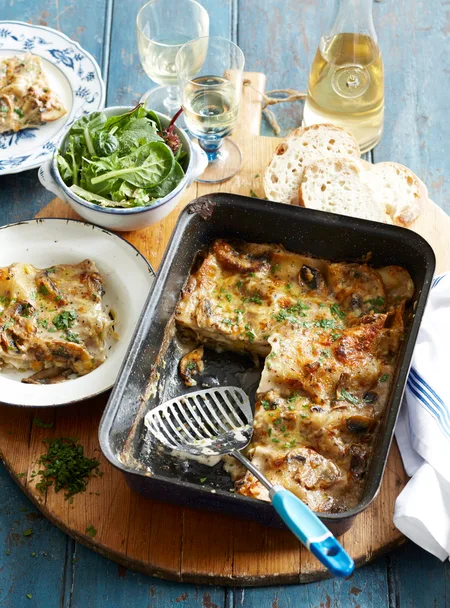 Leek and mushroom lasagne