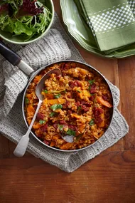 Lentil pepperoni pilaf