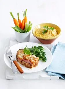 Lunch melt and carrot hummus