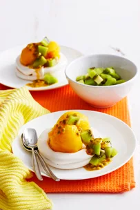 Meringue nests with passionfruit sorbet