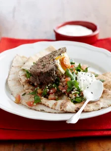 Middle Eastern meatloaf with egg and za'atar
