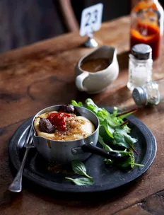 Mini toad in the hole with onion gravy