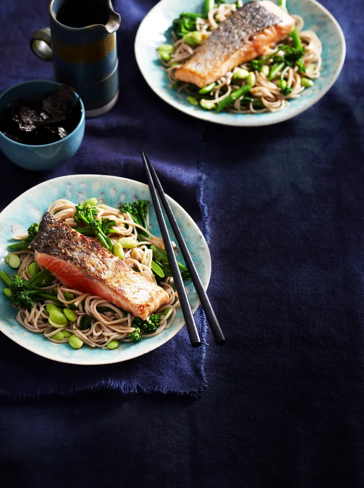 Miso salmon noodles