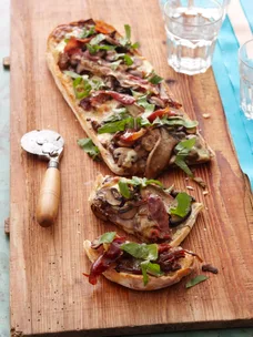 Mixed mushroom and mozzarella pizza