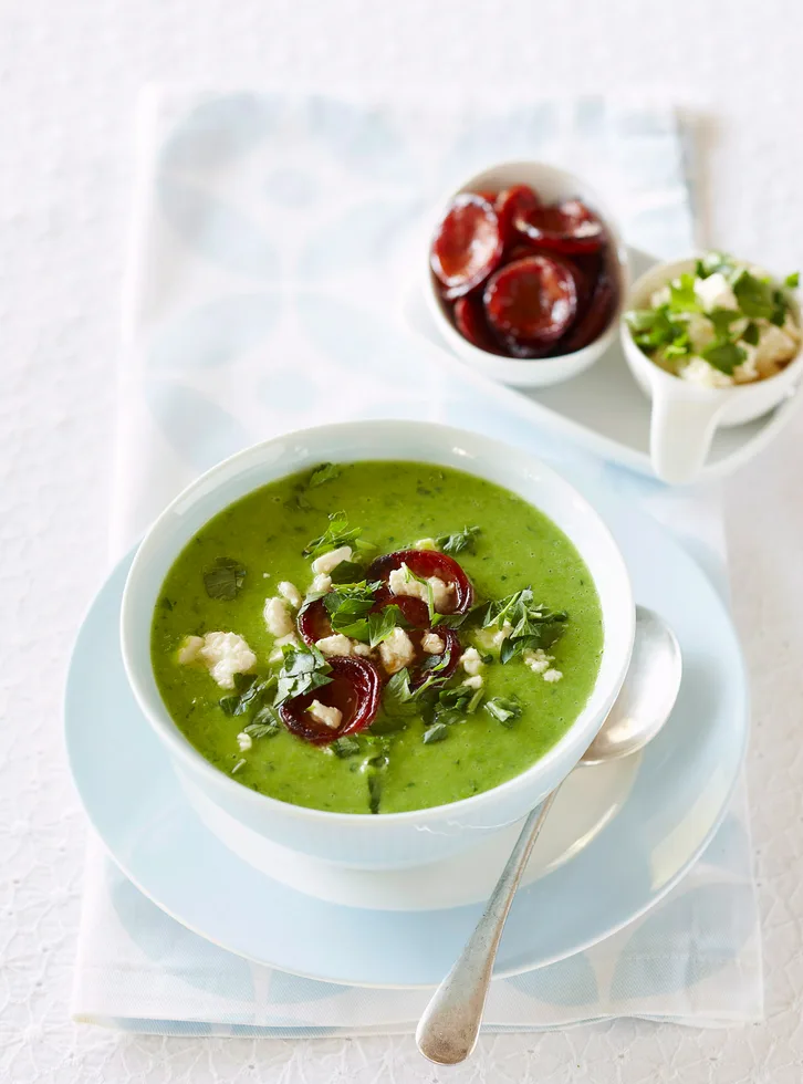 Pea and chorizo soup