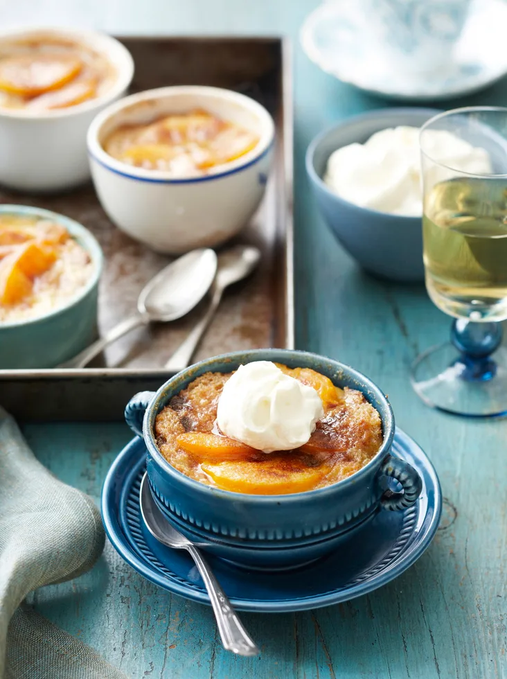 Peach and butter puddings