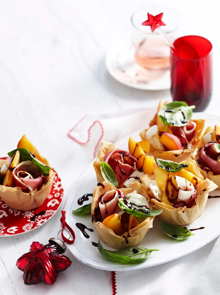 Peach mozzarella tarts