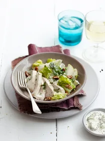 Poached chicken, pear and fennel salad