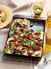 Polenta basil tart