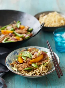 Pork and peach stir-fry
