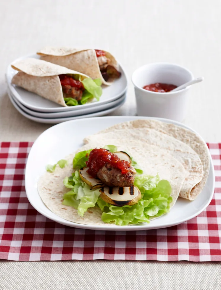 Pork and pear tortilla wraps
