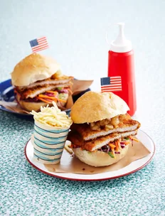 Pork schnitzel burger