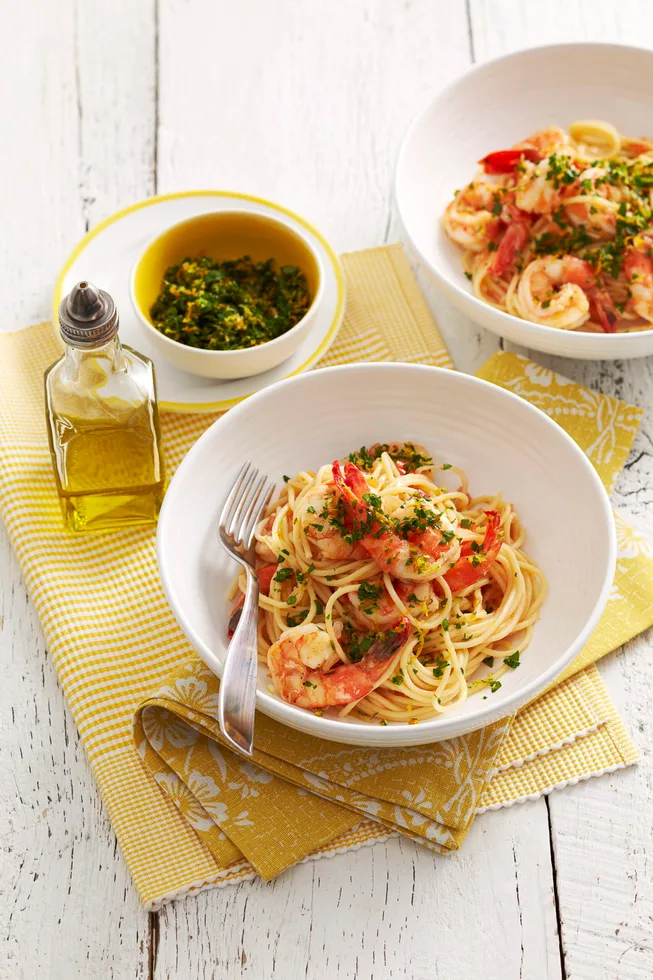 Prawn and gremolata pasta