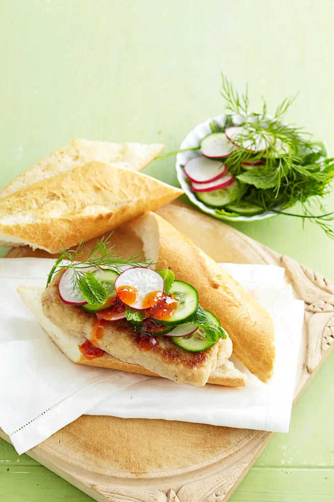 Prawn and fish burger